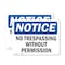 Signmission No Trespassing Without Permission OSHA Notice Sign, Vinyl Decal, 7in W x 5in L, 2PK OS-2PACK-NS-D-57-L-15005 - alternate 1